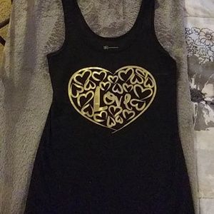 Black very soft tank gold letters saying LOVE